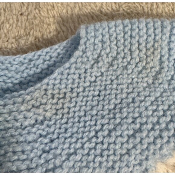 Handmade Baby Cardigan With Blue & White Knit Button Closure Long Sleeves 3 Mth - Picture 6 of 6